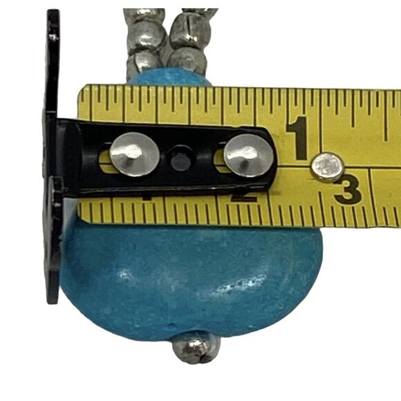 Multi-colored Stone and Silver Bead 16" Necklace Blue Pendant Vintage Estate - Picture 12 of 14